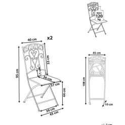 Bistro- & Balkonsets-Leen Bakker JUINA - Set van 2 tuinstoelen - Lichtbeige - IJzer