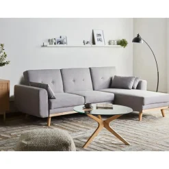 Slaapbanken|Slaapbanken-Leen Bakker KAARINA - Hoekbank - Grijs - Linkszijdig - Polyester
