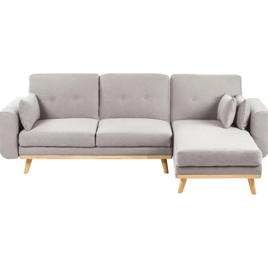 Slaapbanken|Slaapbanken-Leen Bakker KAARINA - Hoekbank - Grijs - Linkszijdig - Polyester