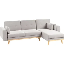 Slaapbanken|Slaapbanken-Leen Bakker KAARINA - Hoekbank - Grijs - Linkszijdig - Polyester