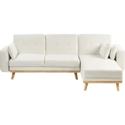Slaapbanken|Slaapbanken-Leen Bakker KAARINA - Hoekbank - Wit - Linkszijdig - Polyester