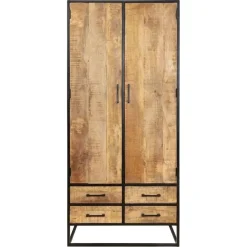 StarFurn Kabinetkast Naturel Hout/Metaal - 90x45x200cm - Denver
