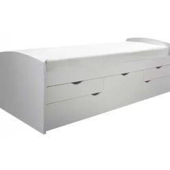 1-Persoons Bedden-Emob Kajuitbed Nasri 90x200 met bedlade - wit
