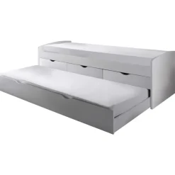 1-Persoons Bedden-Emob Kajuitbed Nasri 90x200 met bedlade - wit