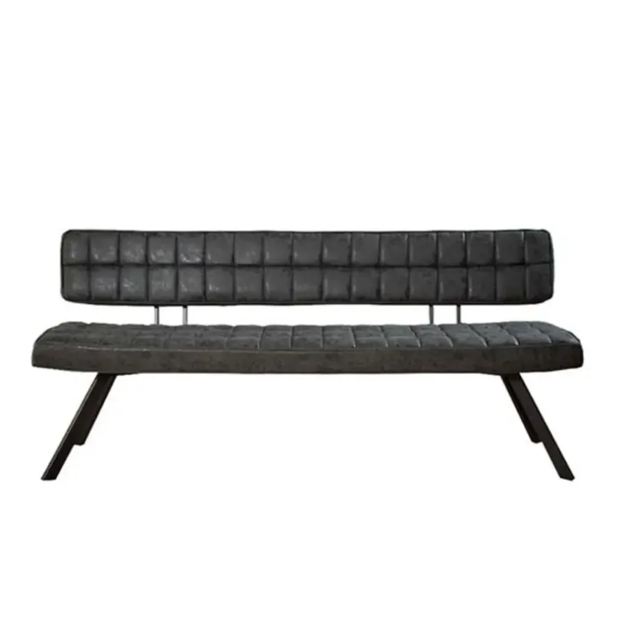 Kalfort Eetkamerbank Guillaume industriële zwart PU 180x54x83cm