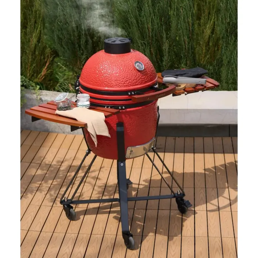 Barbecues En Accessoires-Leen Bakker KAMADO - Houtskoolgrill - Rood - Keramiek
