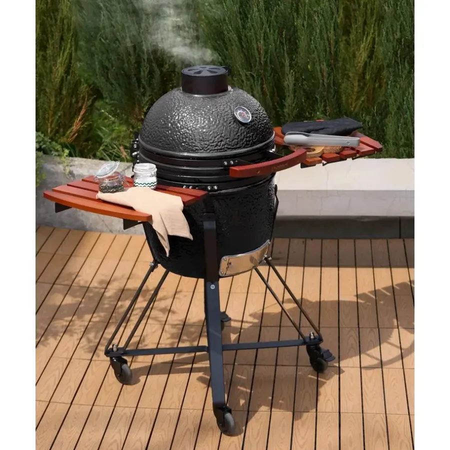Leen Bakker KAMADO - Houtskoolgrill - Zwart - Keramiek