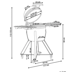 Leen Bakker KAMADO - Houtskoolgrill - Zwart - Keramiek