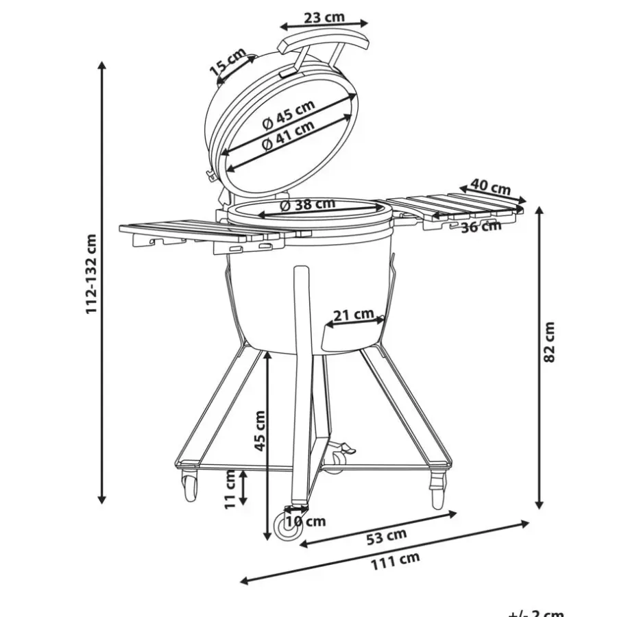 Leen Bakker KAMADO - Houtskoolgrill - Zwart - Keramiek