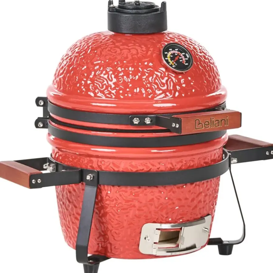 Leen Bakker KAMADO - Mini houtskoolgrill - Rood - Keramiek