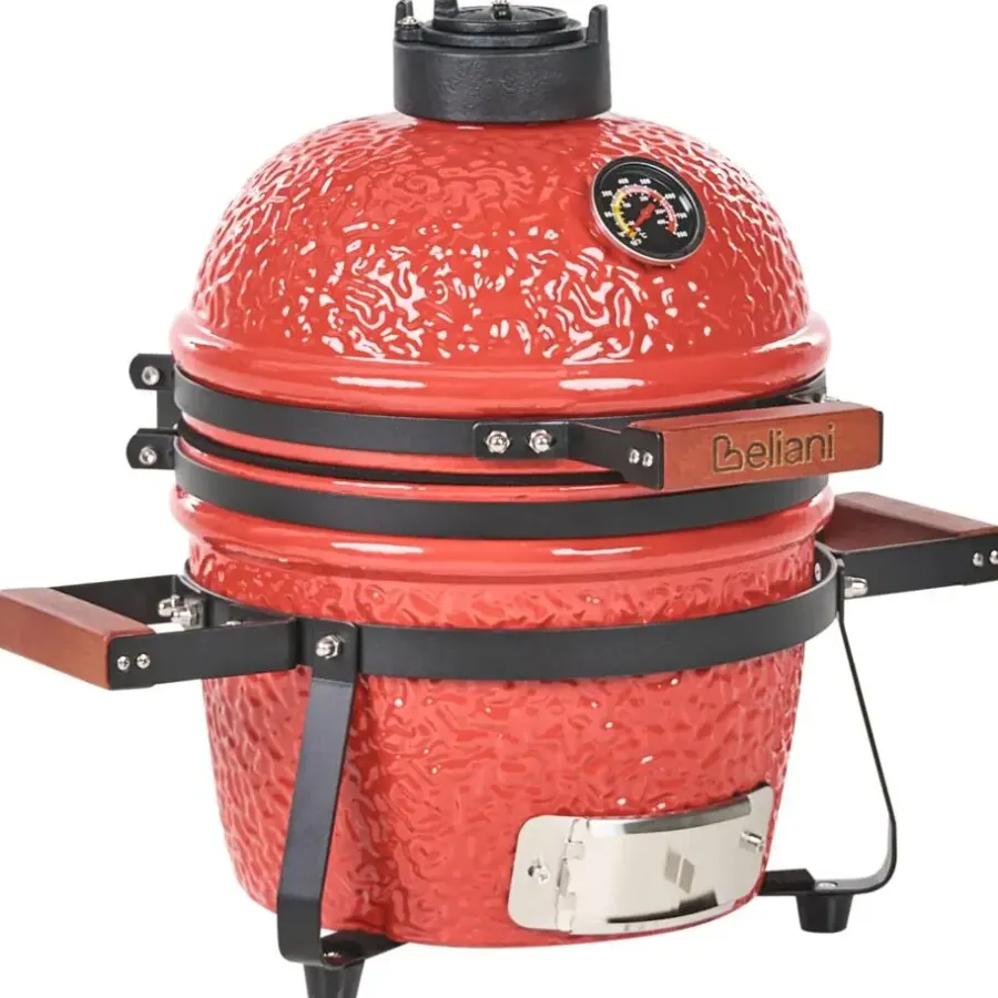 Leen Bakker KAMADO - Mini houtskoolgrill - Rood - Keramiek
