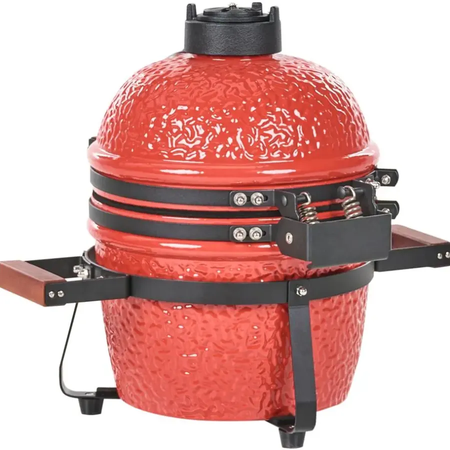 Leen Bakker KAMADO - Mini houtskoolgrill - Rood - Keramiek