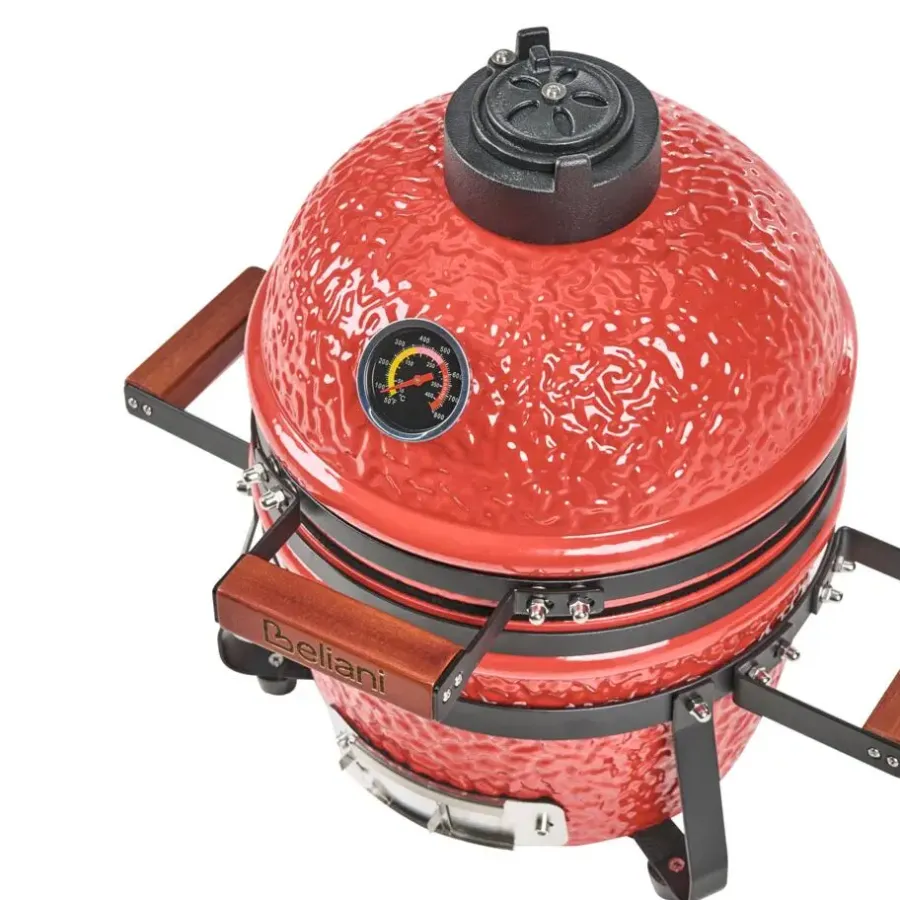 Leen Bakker KAMADO - Mini houtskoolgrill - Rood - Keramiek
