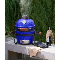 Barbecues En Accessoires-Leen Bakker KAMADO - Mini houtskoolgrill - Blauw - Keramiek