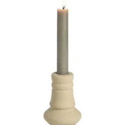 Kandelaars En Windlichten-Leen Bakker Kandelaar Malmo licht bruin keramiek - 10xØ7 cm