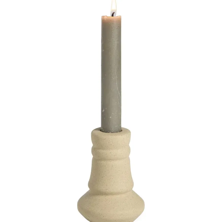 Kandelaars En Windlichten-Leen Bakker Kandelaar Malmo licht bruin keramiek - 10xØ7 cm