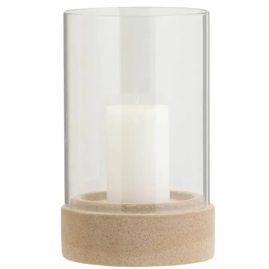 Leen Bakker Kandelaar Nora beige keramiek 25,5x16 cm