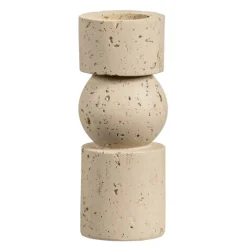 Kandelaars En Windlichten-Leen Bakker Kandelaar Raven - beige - 20xØ8 cm