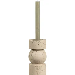 Kandelaars En Windlichten-Leen Bakker Kandelaar Raven - beige - 16xØ8 cm