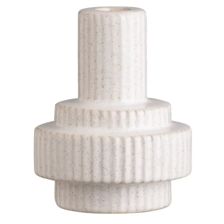 Leen Bakker Kandelaar Ribe - zand - keramiek - 12,5xØ9,5 cm