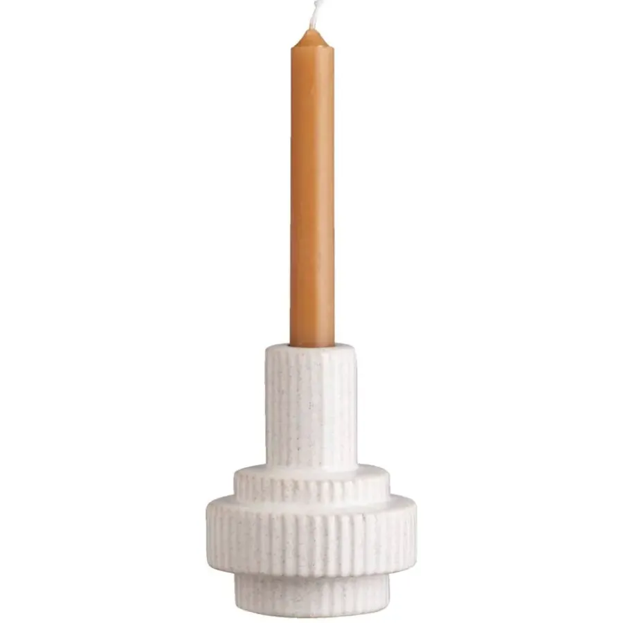 Leen Bakker Kandelaar Ribe - zand - keramiek - 12,5xØ9,5 cm