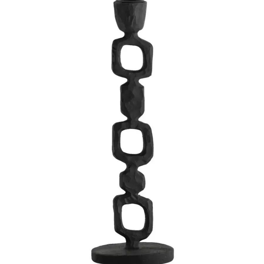 Kandelaars En Windlichten-Leen Bakker Kandelaar Ziga - zwart - polyresin - 26xØ7,5 cm