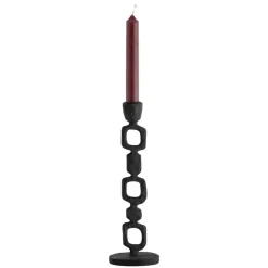 Kandelaars En Windlichten-Leen Bakker Kandelaar Ziga - zwart - polyresin - 26xØ7,5 cm