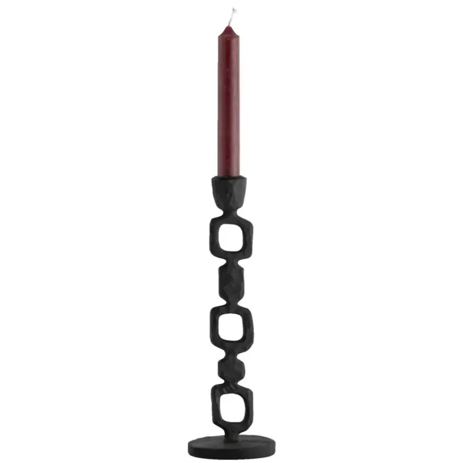 Kandelaars En Windlichten-Leen Bakker Kandelaar Ziga - zwart - polyresin - 26xØ7,5 cm