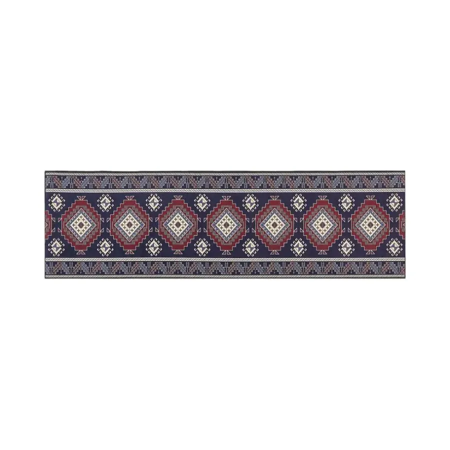 Tapijtlopers En Keukenlopers-Beliani KANGAL - Loper tapijt - Blauw/Rood - 60 x 200 cm - Polyester