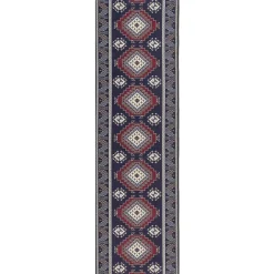 Tapijtlopers En Keukenlopers-Beliani KANGAL - Loper tapijt - Blauw/Rood - 60 x 200 cm - Polyester