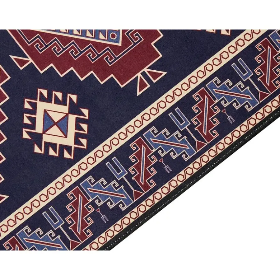 Tapijtlopers En Keukenlopers-Beliani KANGAL - Loper tapijt - Blauw/Rood - 60 x 200 cm - Polyester