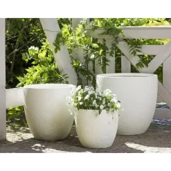 Beliani KANNIA - Bloempot - Wit - 55 cm - Klei-vezelmengsel