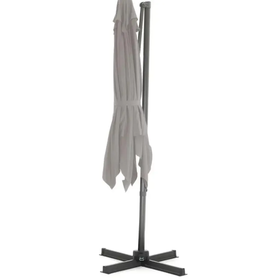 Parasols-Merkloos Kantelbare Zweefparasol 250x250 cm -Sterke Zweef Parasol, Licht Grijs