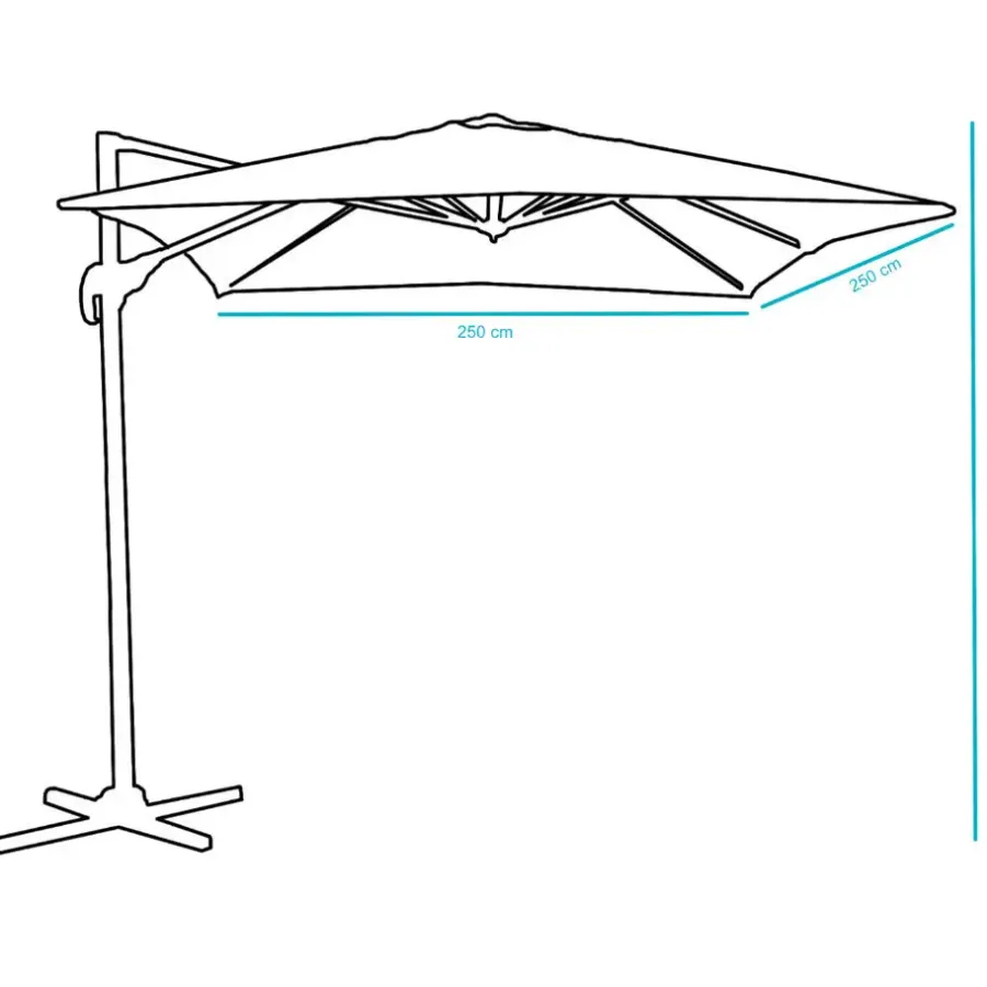 Parasols-Merkloos Kantelbare Zweefparasol 250x250 cm -Sterke Zweef Parasol, Licht Grijs