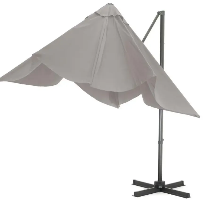 Parasols-Merkloos Kantelbare Zweefparasol 250x250 cm -Sterke Zweef Parasol, Licht Grijs