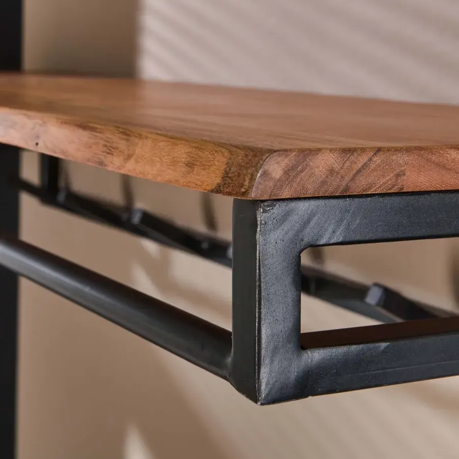Kapstokken-Dimehouse Kapstok Henry acaciahout 6 haken - 35x100x17 cm - Hout - Bruin