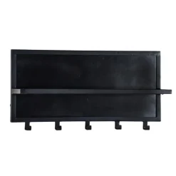 Livingfurn Kapstok Mangohout Zwart - 17x70x32cm - Kapstok Brix Caro