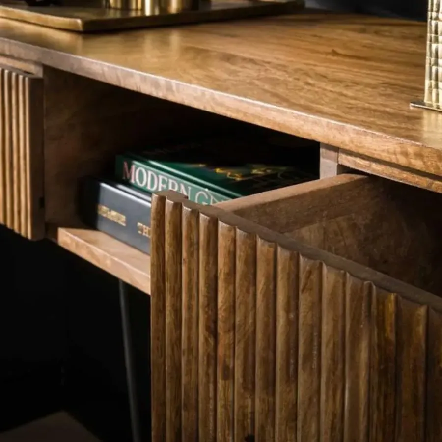 Hoyz Collection Kaptafel Rechthoek 110cm -Massief Mangohout - 2 Lades