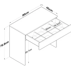 Kaptafels-Arabic House Kaptafel Wit Hout - 90x45x76,8cm - Bengisu