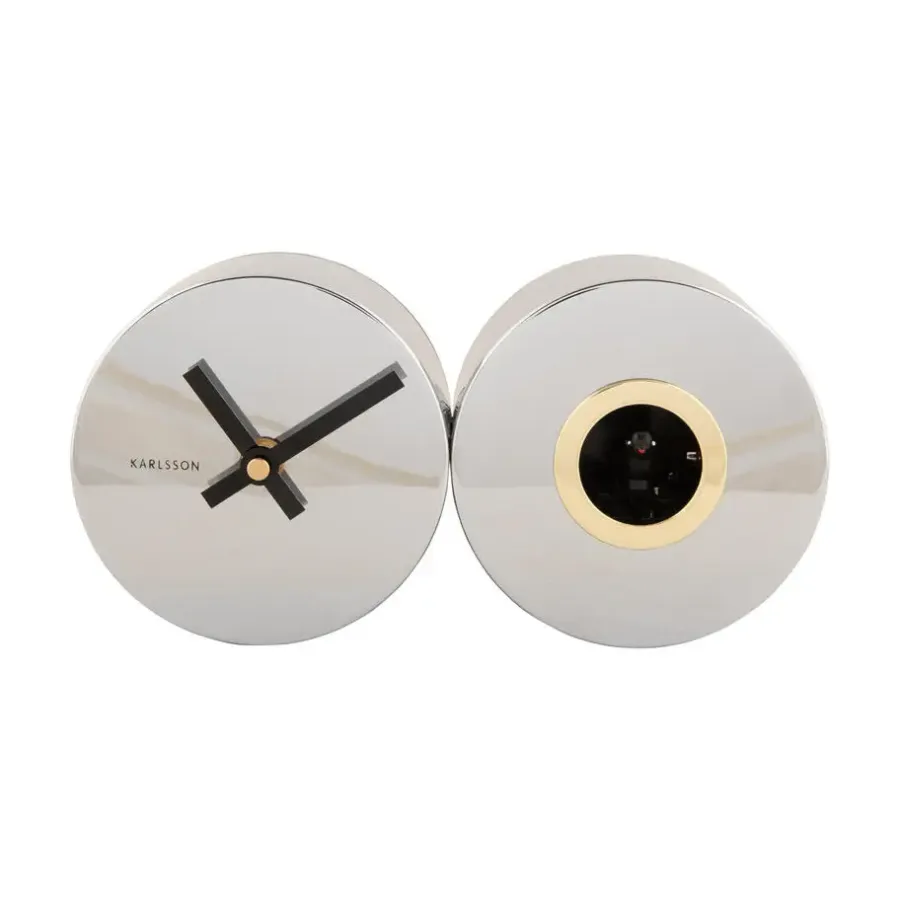 Klokken-Karlsson - Wandklok Duo Cuckoo Plated - Chrome plated
