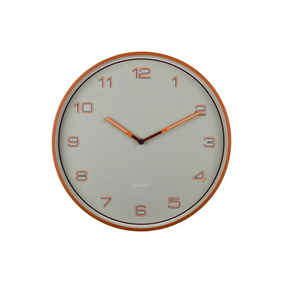 Klokken-Karlsson - Wandklok Lined Numbers - Helderoranje- Ø40cm