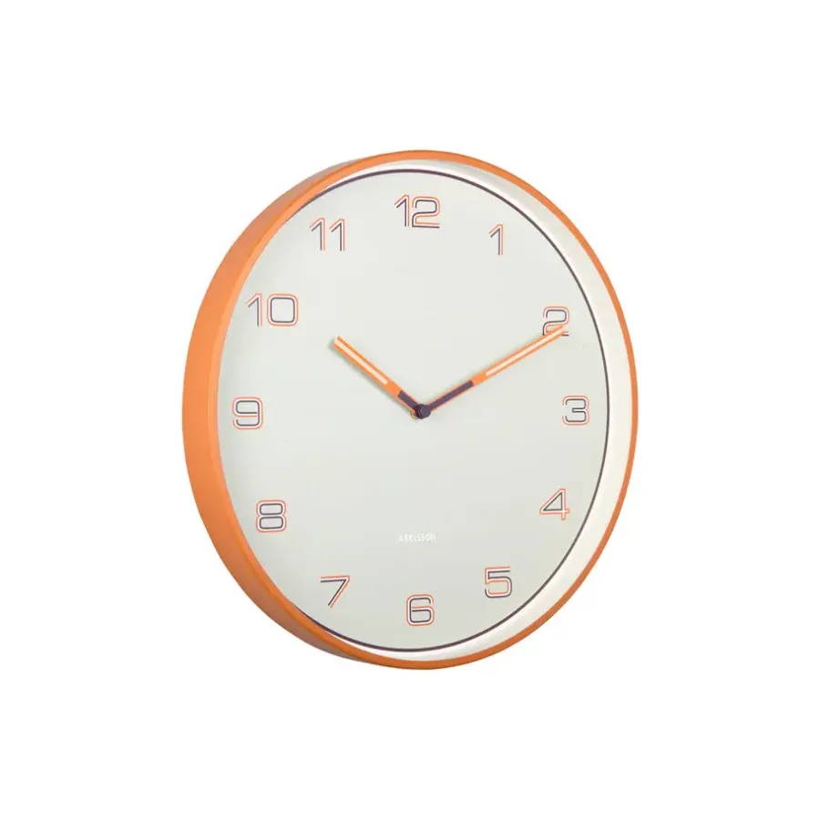 Klokken-Karlsson - Wandklok Lined Numbers - Helderoranje- Ø40cm
