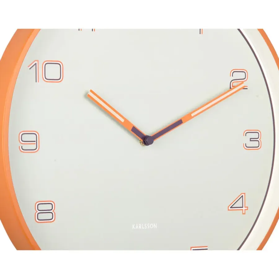 Klokken-Karlsson - Wandklok Lined Numbers - Helderoranje- Ø40cm