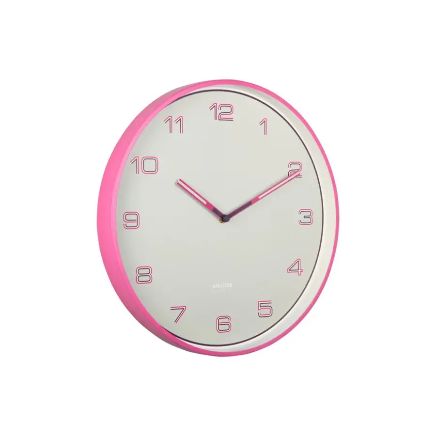 Karlsson - Wandklok Lined Numbers - Helderroze- Ø40cm