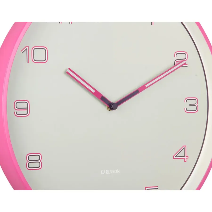 Karlsson - Wandklok Lined Numbers - Helderroze- Ø40cm