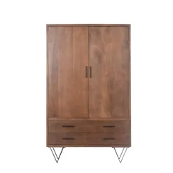 Giga Meubel Kast Donkerbruin Mangohout - 110x40x180 - Metaal - Ubud