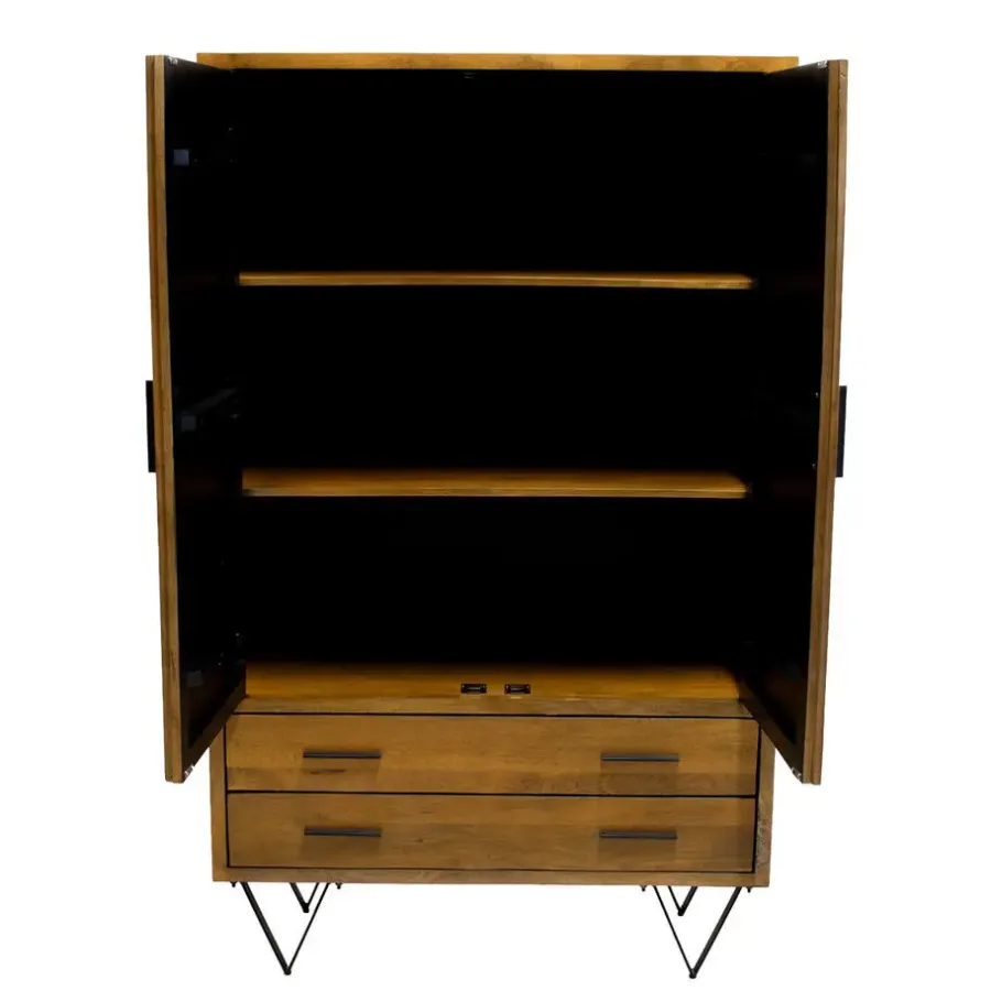 Giga Meubel Kast Donkerbruin Mangohout - 110x40x180 - Metaal - Ubud