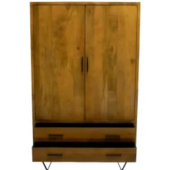 Giga Meubel Kast Donkerbruin Mangohout - 110x40x180 - Metaal - Ubud