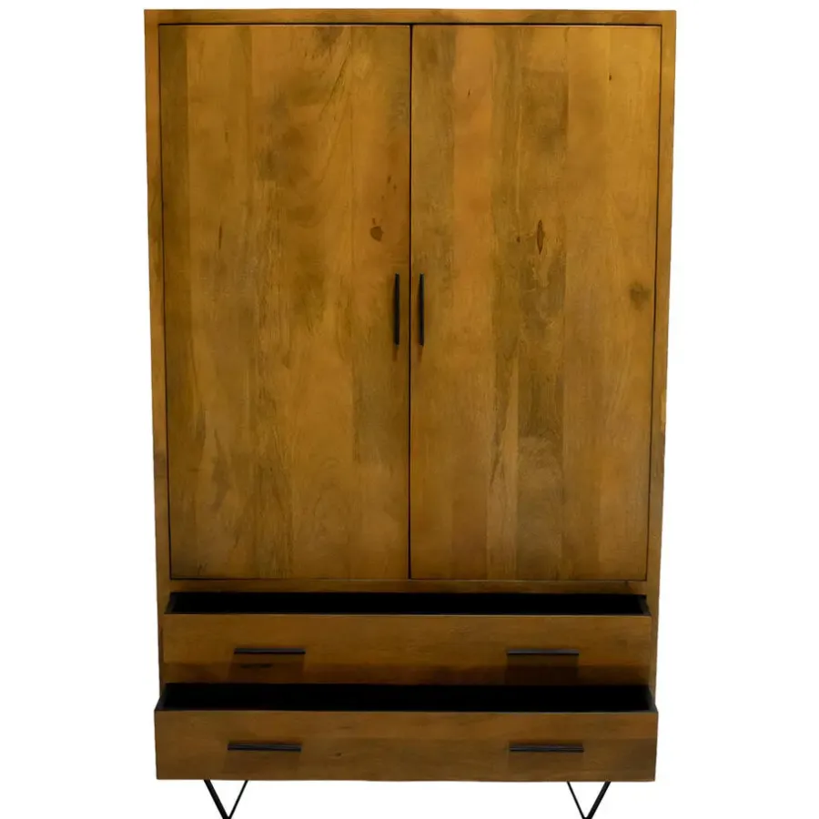 Giga Meubel Kast Donkerbruin Mangohout - 110x40x180 - Metaal - Ubud