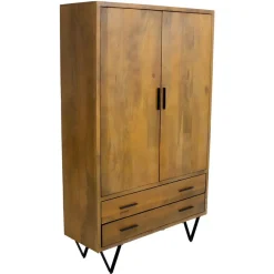 Giga Meubel Kast Donkerbruin Mangohout - 110x40x180 - Metaal - Ubud